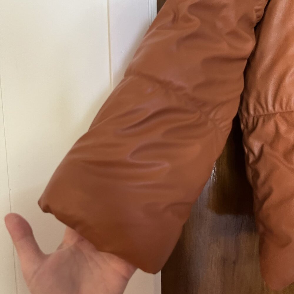 NVLT Berber Vegan Leather Brown Anthropologie Puffer Coat Size Medium Womens - Picture 3 of 6